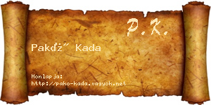 Pakó Kada névjegykártya